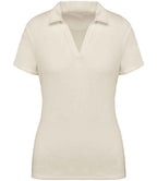 Native Spirit Ladies Terry Towel Polo Shirt - Ivory