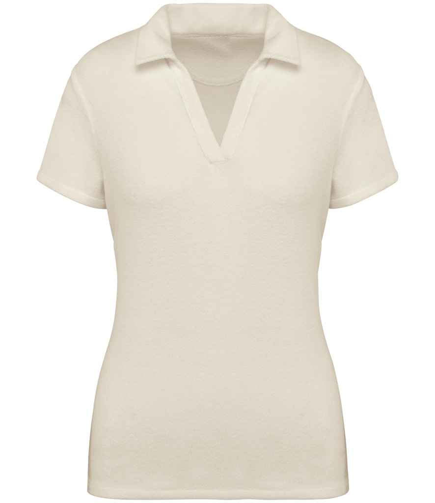 Native Spirit Ladies Terry Towel Polo Shirt - Ivory