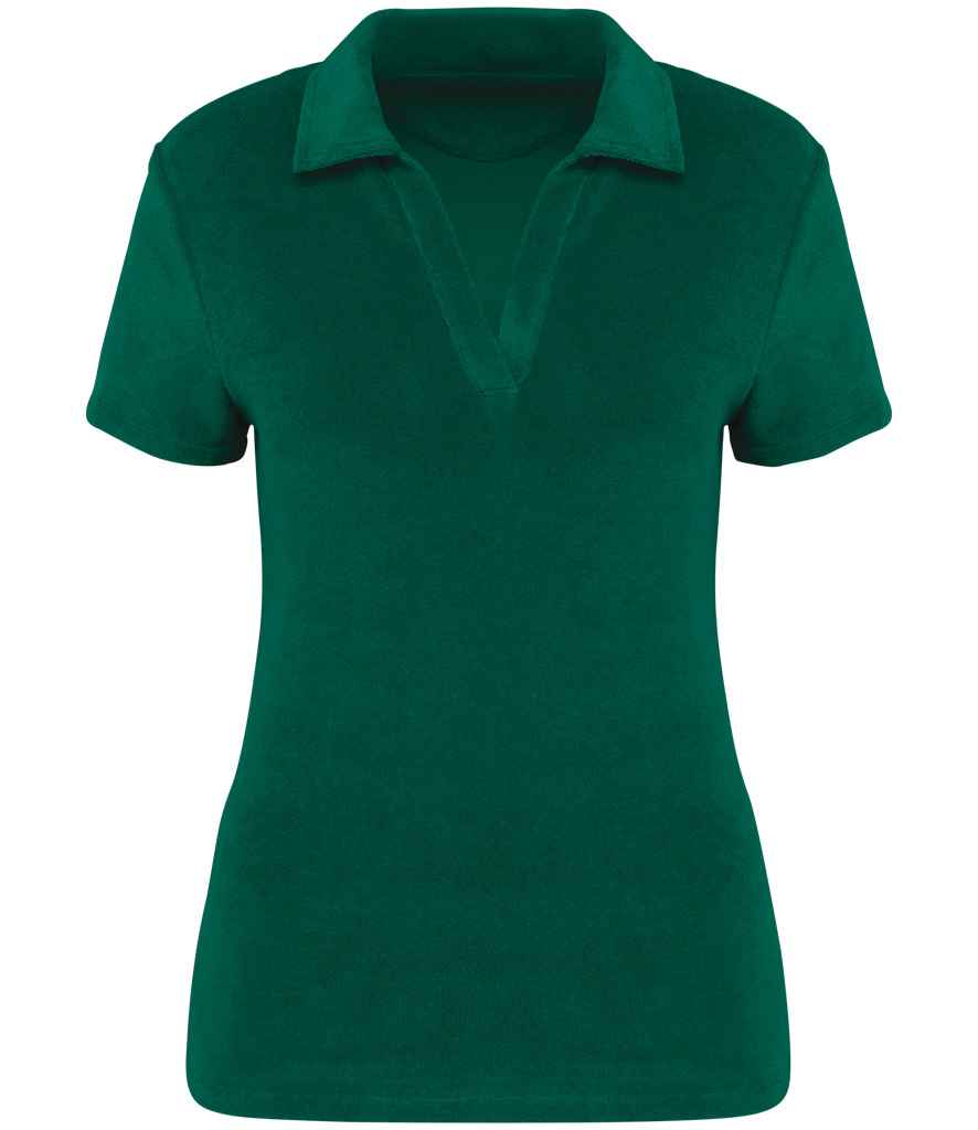 Native Spirit Ladies Terry Towel Polo Shirt - Malachite Green