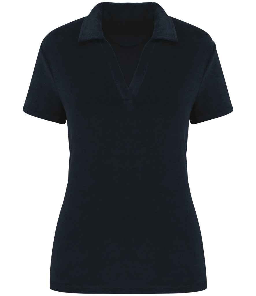 Native Spirit Ladies Terry Towel Polo Shirt - Navy