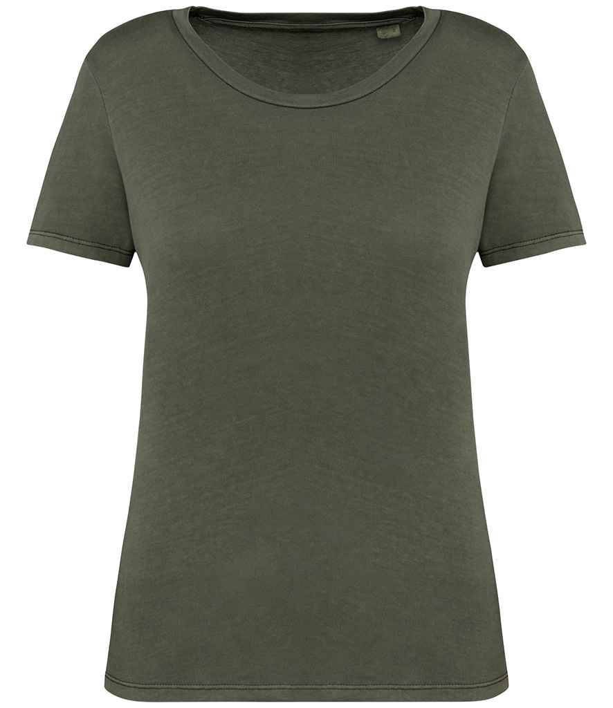 Native Spirit Ladies Faded T-Shirt - Washed Organic Khaki