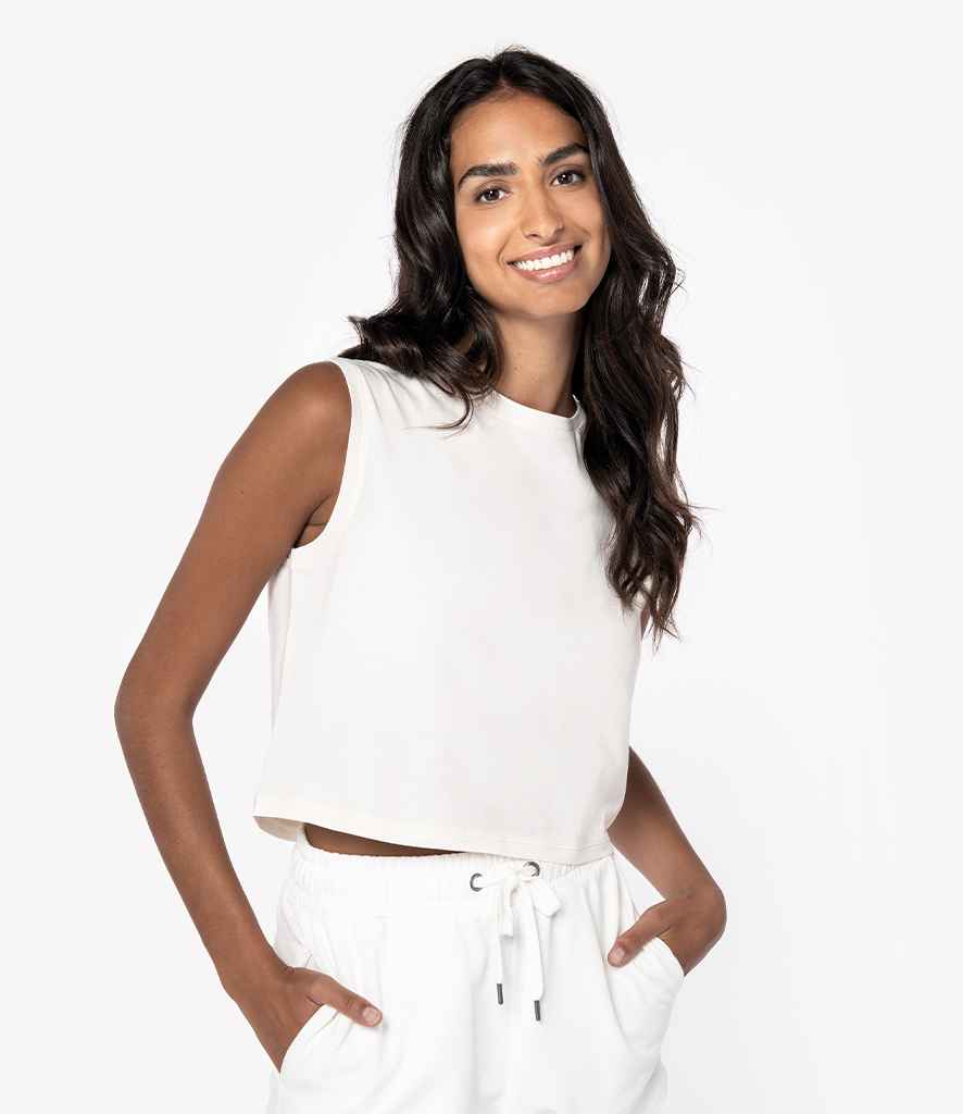 Native Spirit Ladies Cropped Tank Top - Washed Ivory
