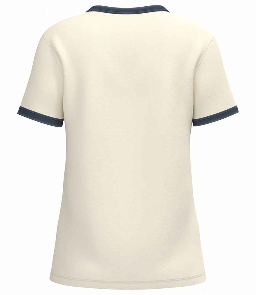 Native Spirit Ladies Ringer T-Shirt - Ivory/Washed Navy