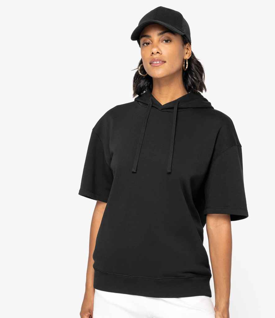 Native Spirit Unisex French Terry Short Sleeve Hooded Sweatshirt - Black
