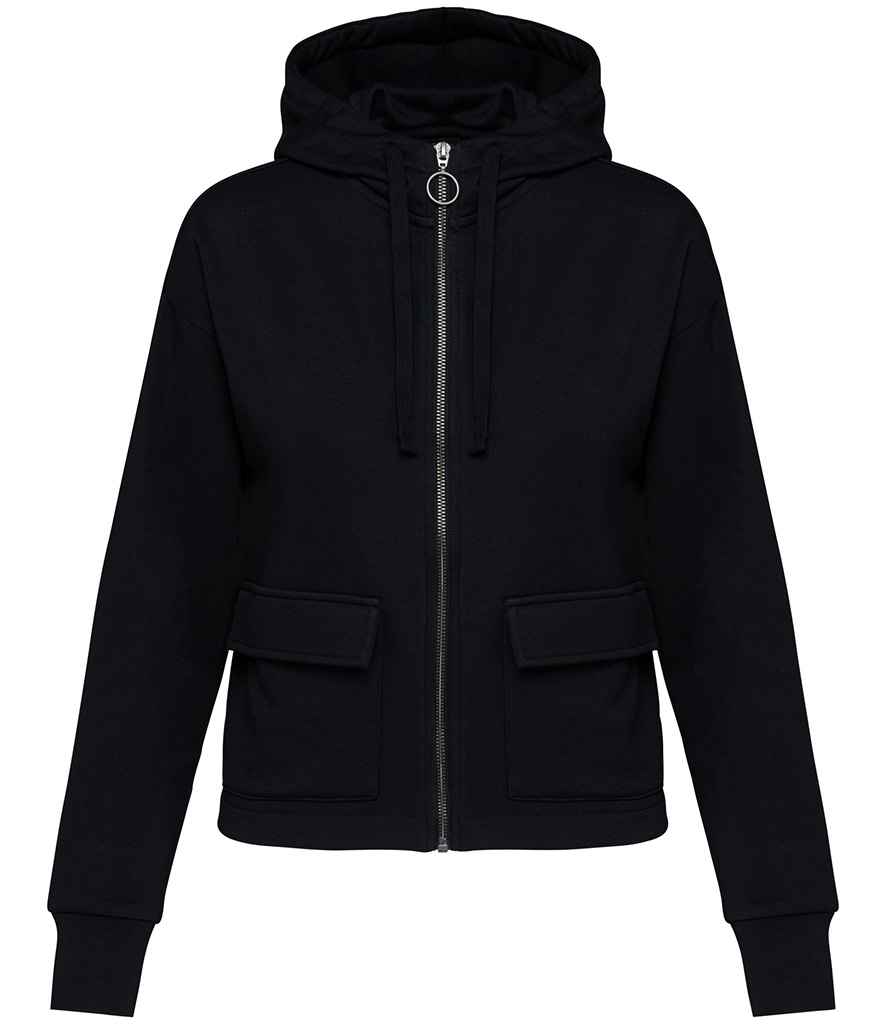 Native Spirit Ladies Full Zip Hooded Sweatshirt - Black