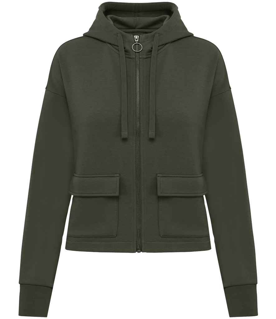 Native Spirit Ladies Full Zip Hooded Sweatshirt - Organic Khaki