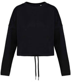 Native Spirit Ladies Oversized Cropped Sweatshirt - Black