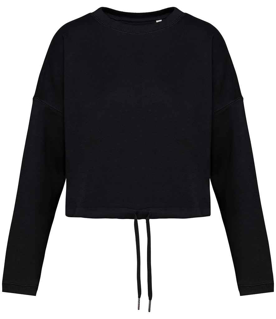 Native Spirit Ladies Oversized Cropped Sweatshirt - Black
