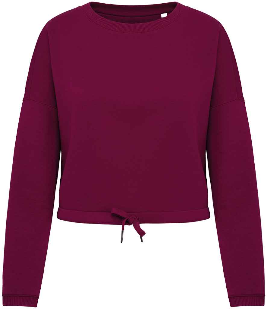Native Spirit Ladies Oversized Cropped Sweatshirt - Cherry Purple