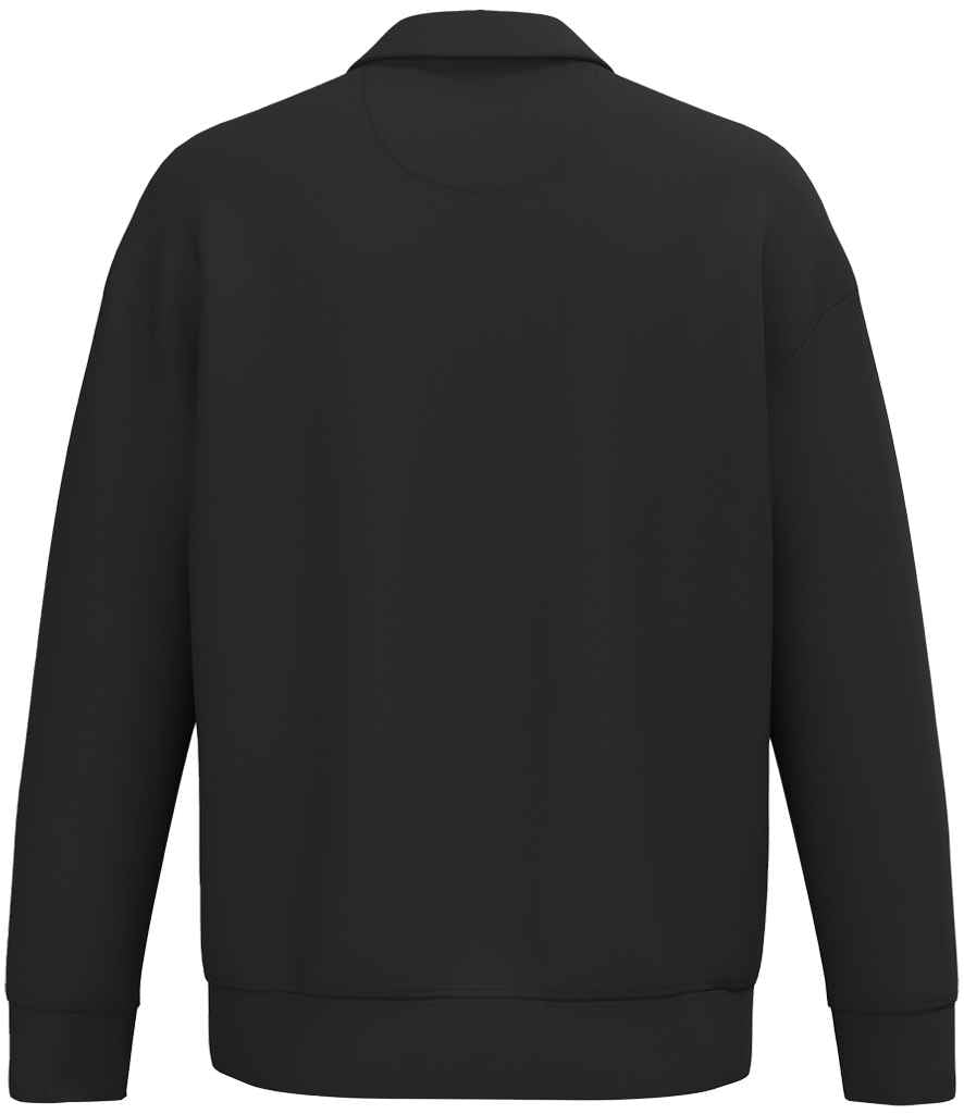 Native Spirit Unisex 1/4 Zip Sweatshirt with Polo Collar - Black