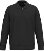 Native Spirit Unisex 1/4 Zip Sweatshirt with Polo Collar - Black