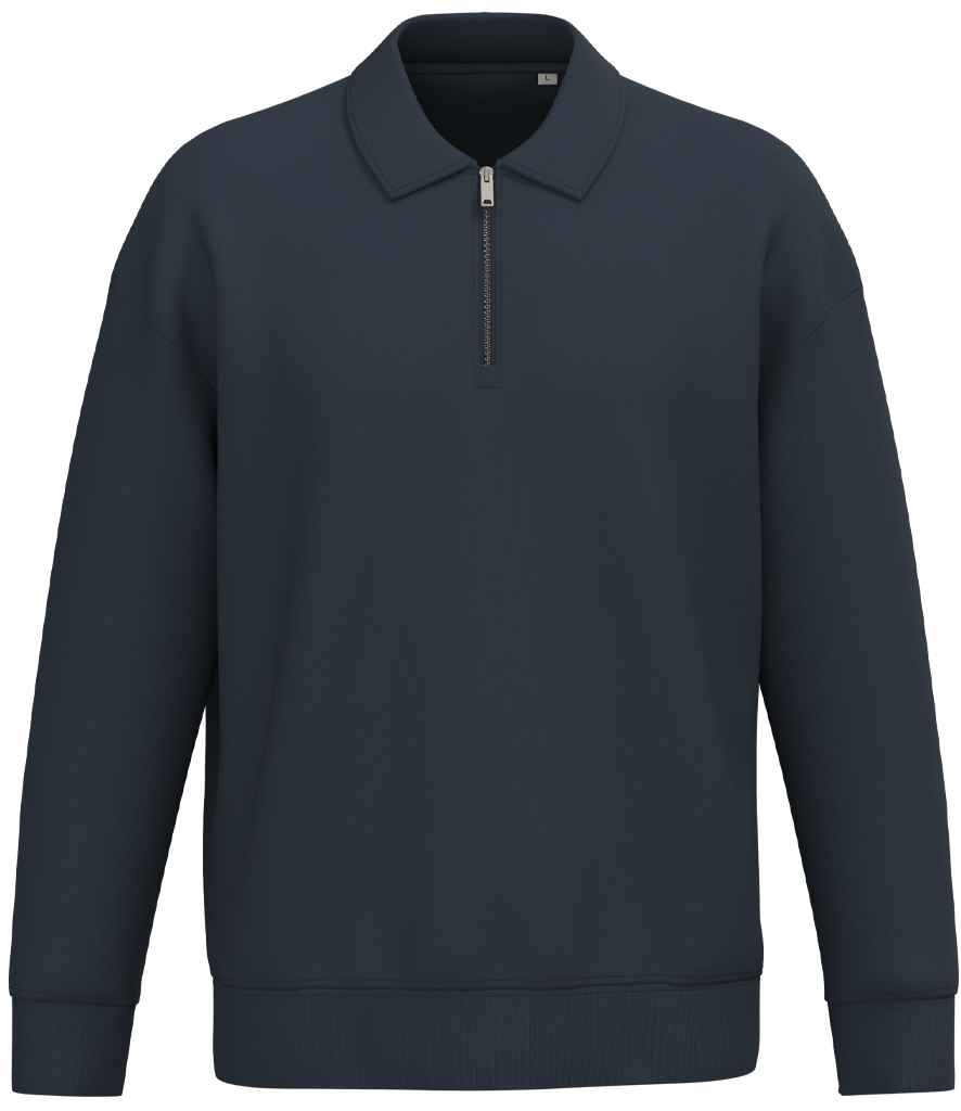 Native Spirit Unisex 1/4 Zip Sweatshirt with Polo Collar - Navy