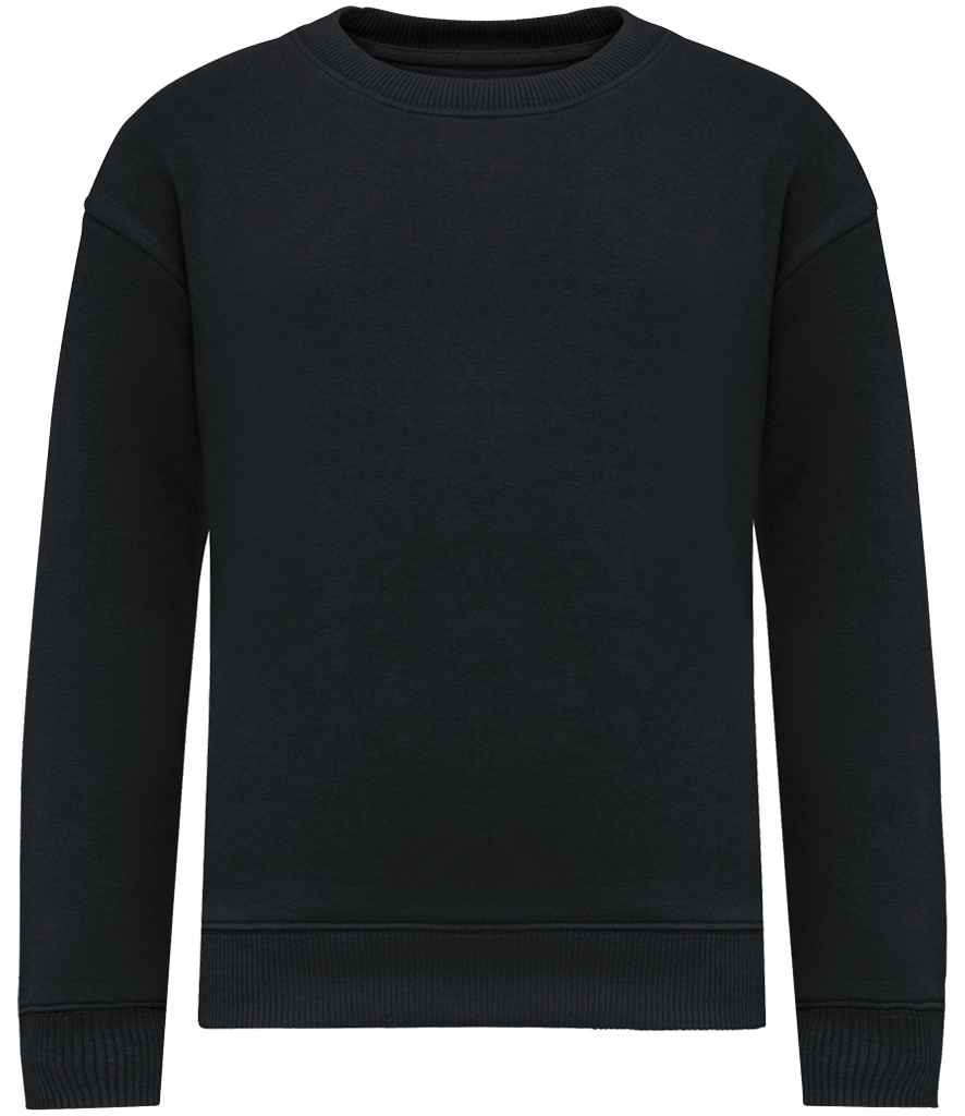 Native Spirit Kids Oversized Round Neck Sweatshirt - Black