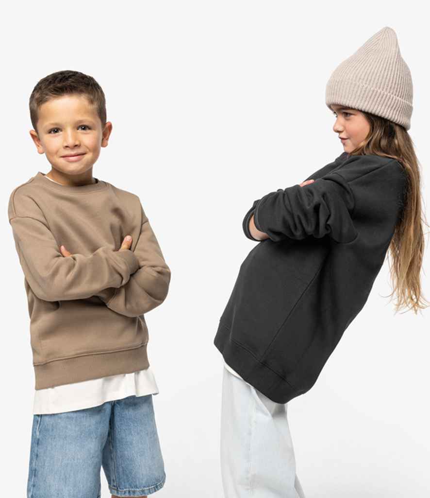 Native Spirit Kids Oversized Round Neck Sweatshirt - Black