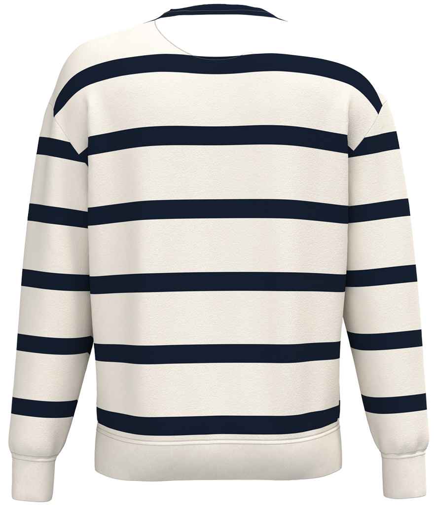 Native Spirit Unisex Striped Crew Neck Sweatshirt - Ivory/Navy Stripes