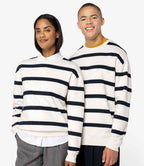 Native Spirit Unisex Striped Crew Neck Sweatshirt - Ivory/Navy Stripes