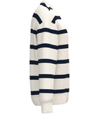 Native Spirit Unisex Striped Crew Neck Sweatshirt - Ivory/Navy Stripes