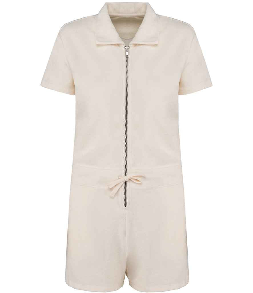 Native Spirit Ladies Terry Towel Short Overall - Ivory