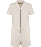 Native Spirit Ladies Terry Towel Short Overall - Ivory