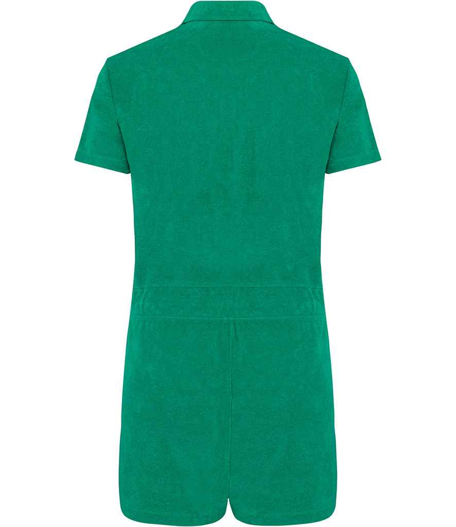 Native Spirit Ladies Terry Towel Short Overall - Malachite Green