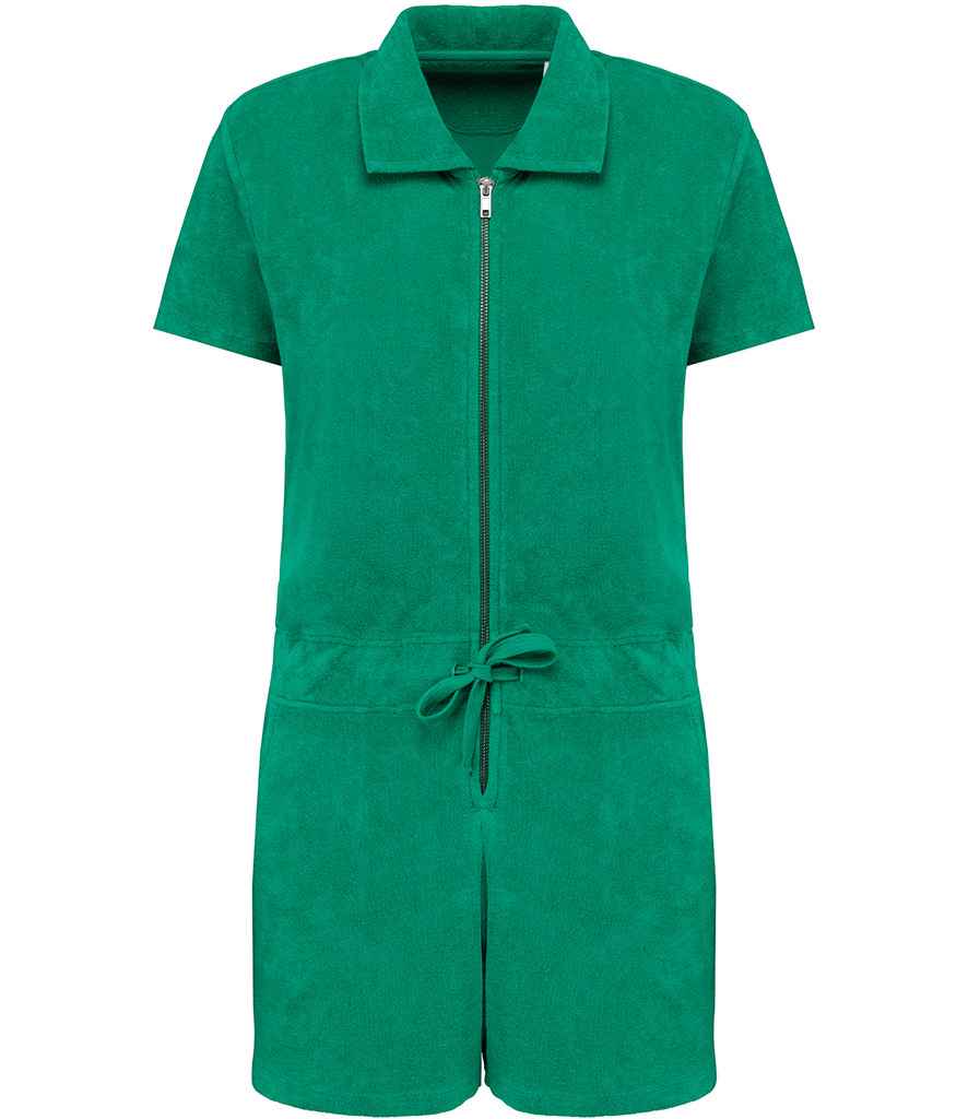 Native Spirit Ladies Terry Towel Short Overall - Malachite Green