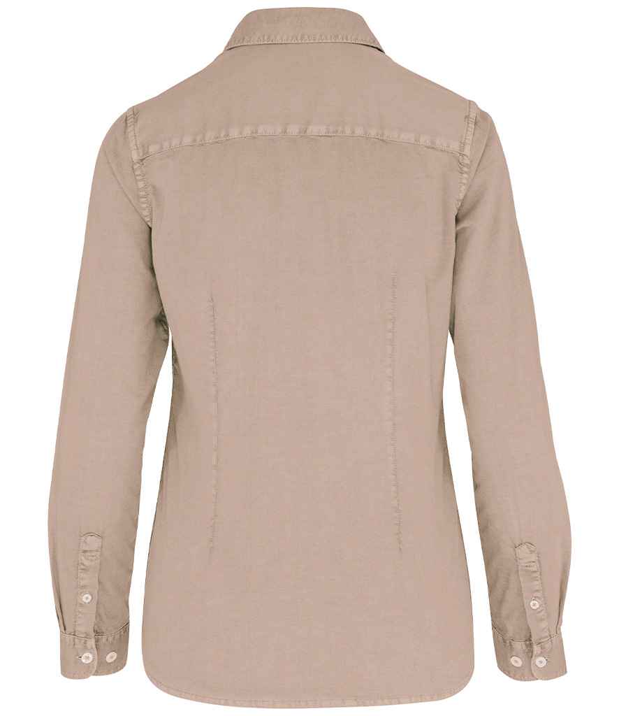 Native Spirit Ladies Washed Long Sleeve Shirt - Washed Linen