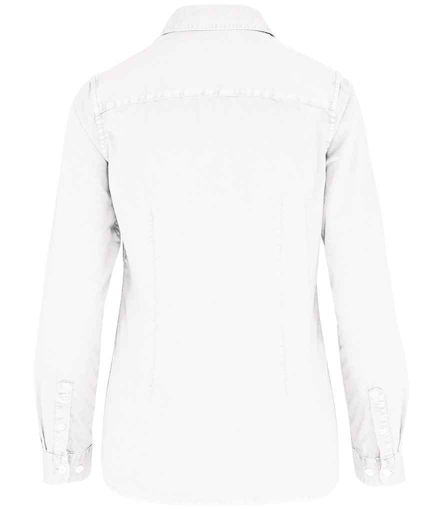 Native Spirit Ladies Washed Long Sleeve Shirt - Washed White