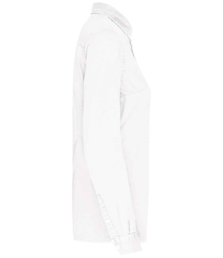 Native Spirit Ladies Washed Long Sleeve Shirt - Washed White