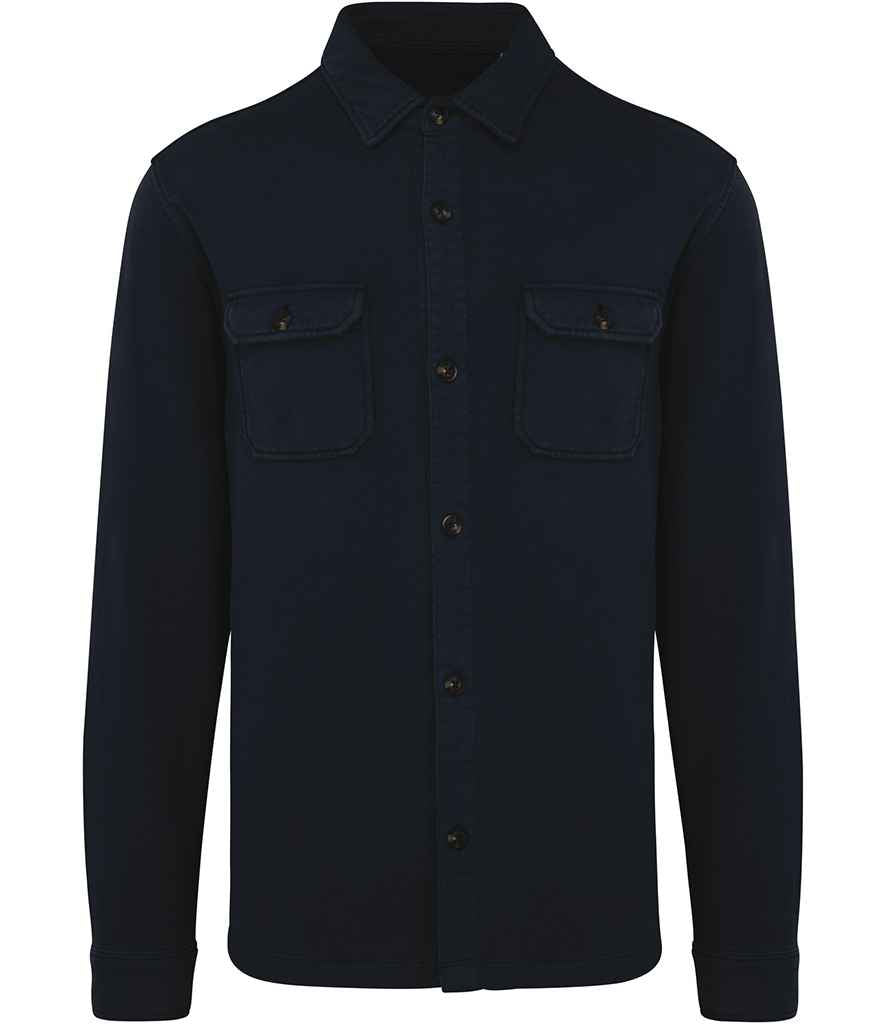 Native Spirit Faded Brushed Fleece Overshirt - Washed Navy