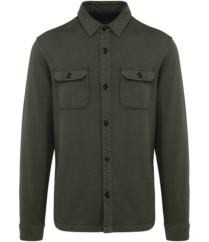 Native Spirit Faded Brushed Fleece Overshirt - Washed Organic Khaki