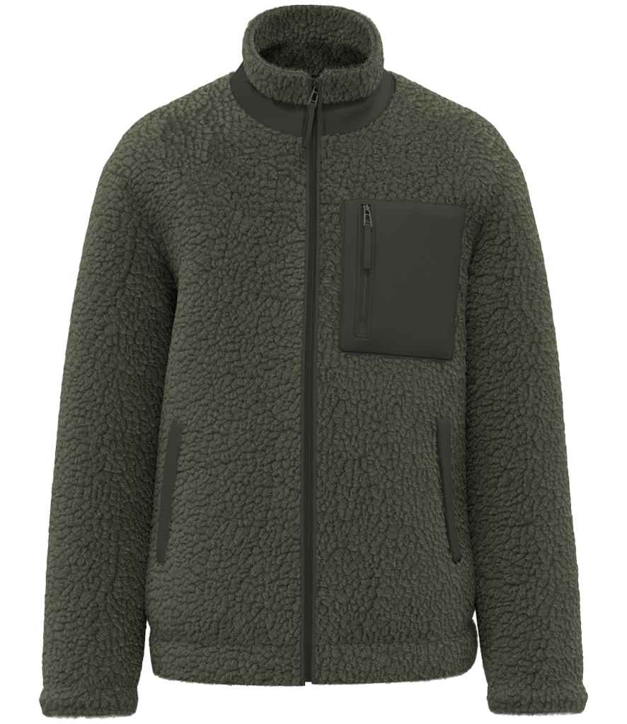 Native Spirit Unisex Sherpa Jacket - Forest Khaki/Dark Khaki