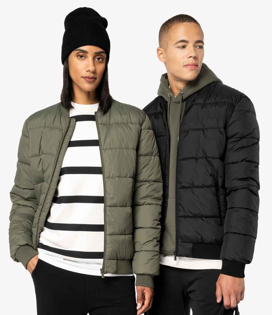 Native Spirit Varsity Collar Padded Jacket - Black
