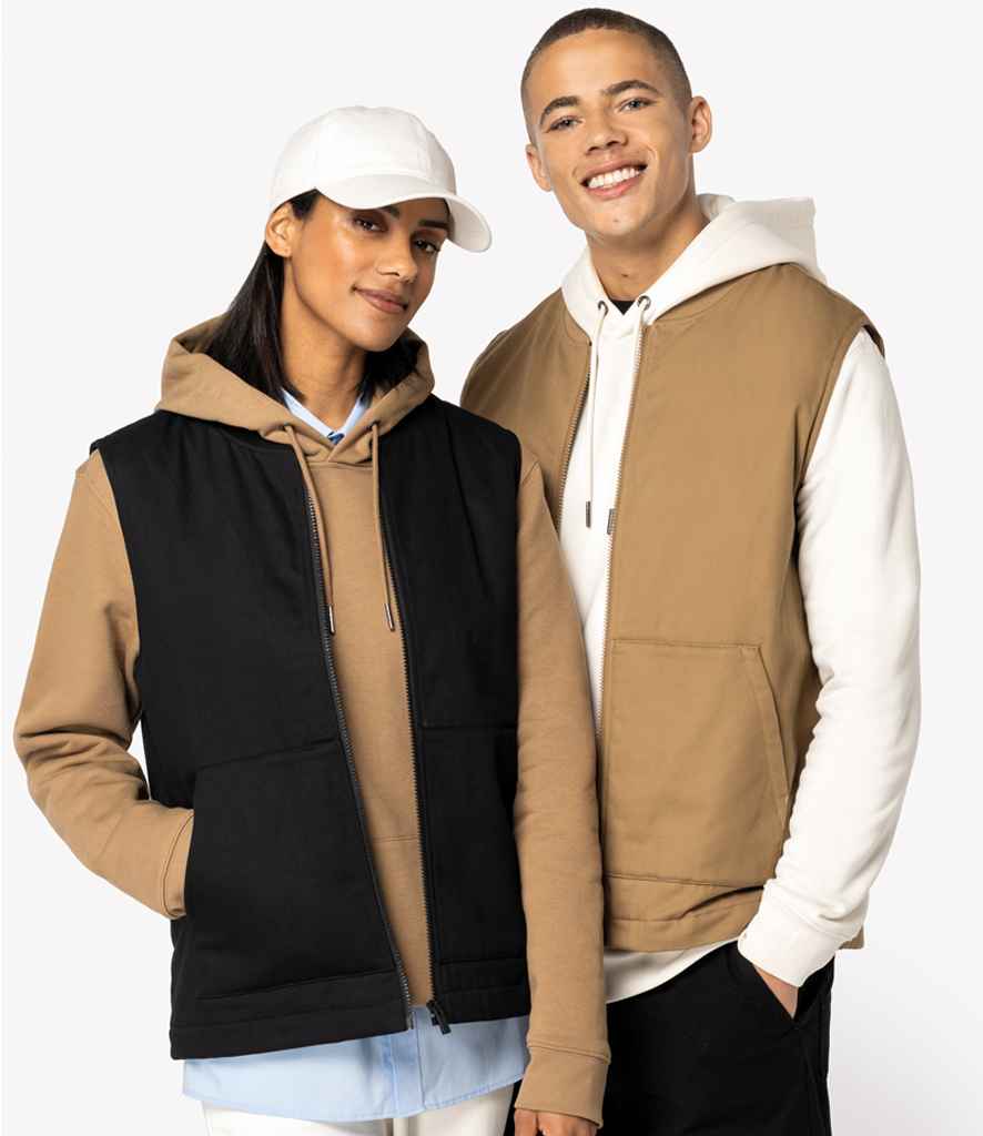 Native Spirit Unisex Twill Bodywarmer with Varsity Collar - Black