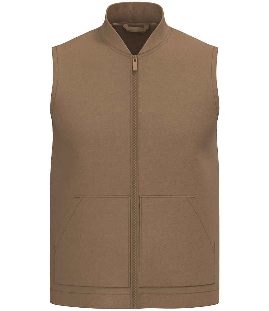 Native Spirit Unisex Twill Bodywarmer with Varsity Collar - Dark Camel