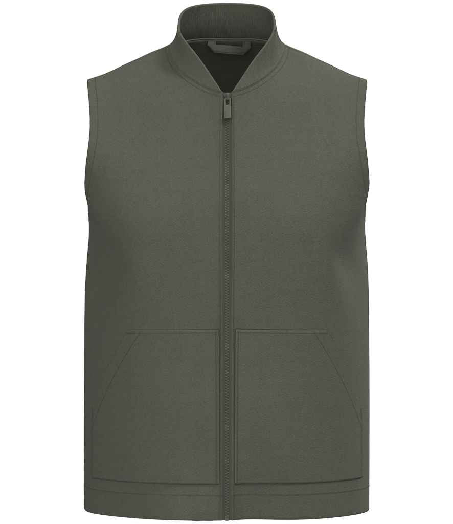 Native Spirit Unisex Twill Bodywarmer with Varsity Collar - Organic Khaki