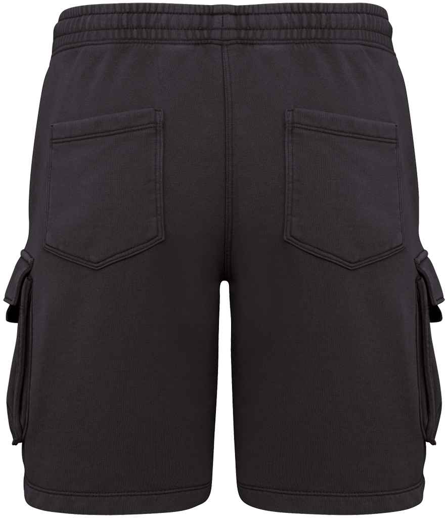 Native Spirit French Terry Washed Effect Cargo Shorts - Washed Black