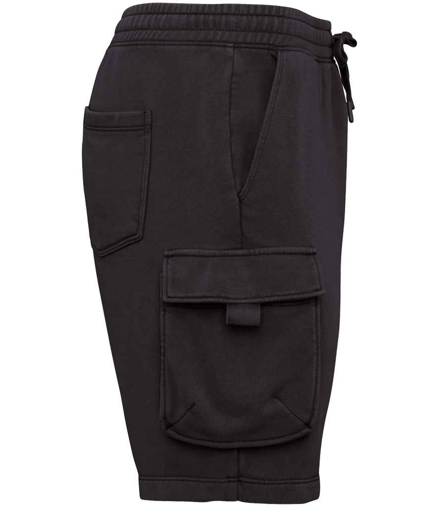 Native Spirit French Terry Washed Effect Cargo Shorts - Washed Black
