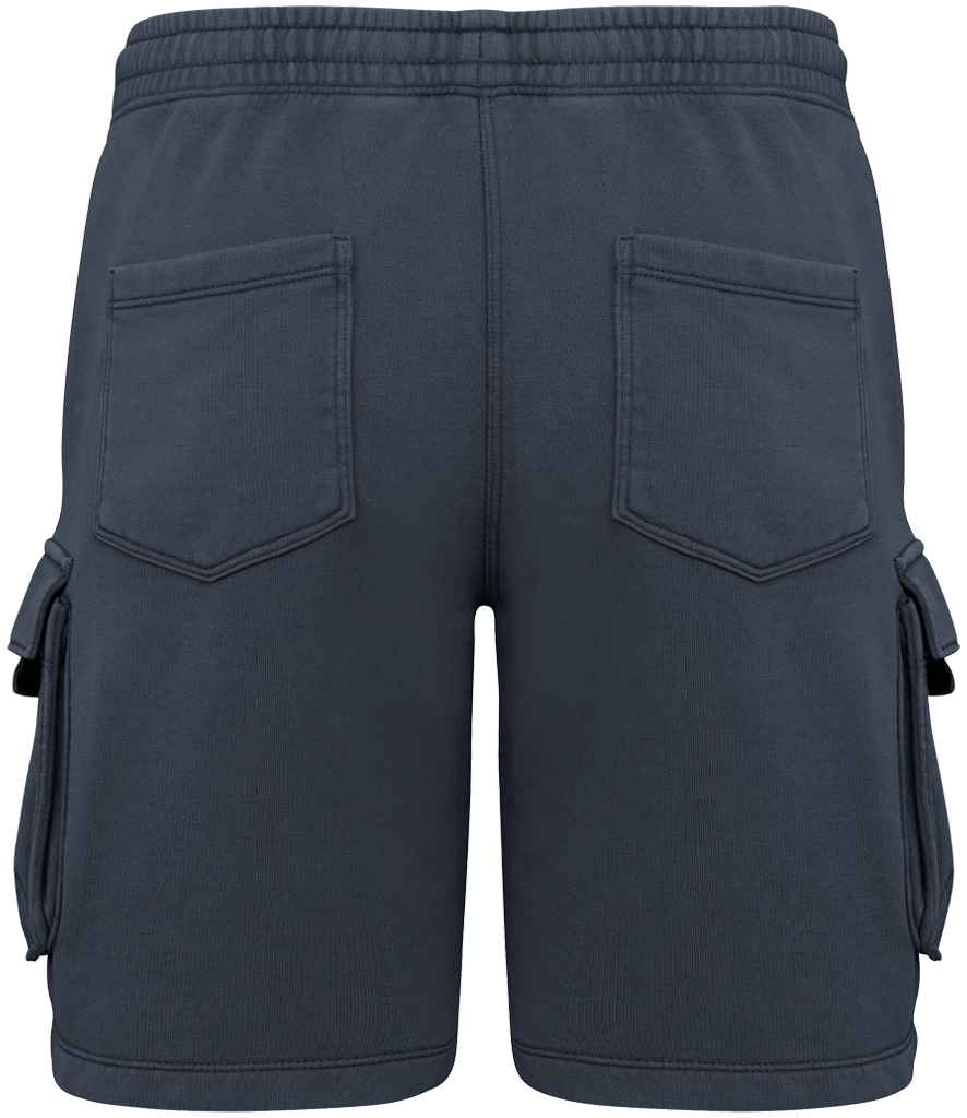 Native Spirit French Terry Washed Effect Cargo Shorts - Washed Navy