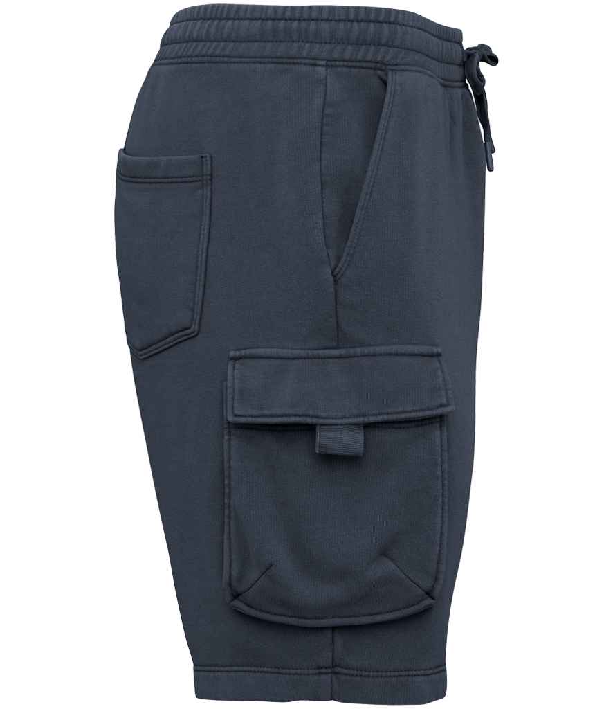 Native Spirit French Terry Washed Effect Cargo Shorts - Washed Navy