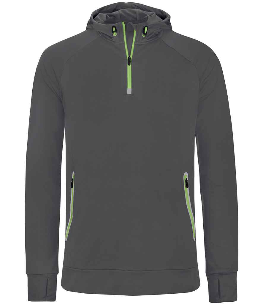 Proact Zip Neck Hooded Sweatshirt - Dark Grey