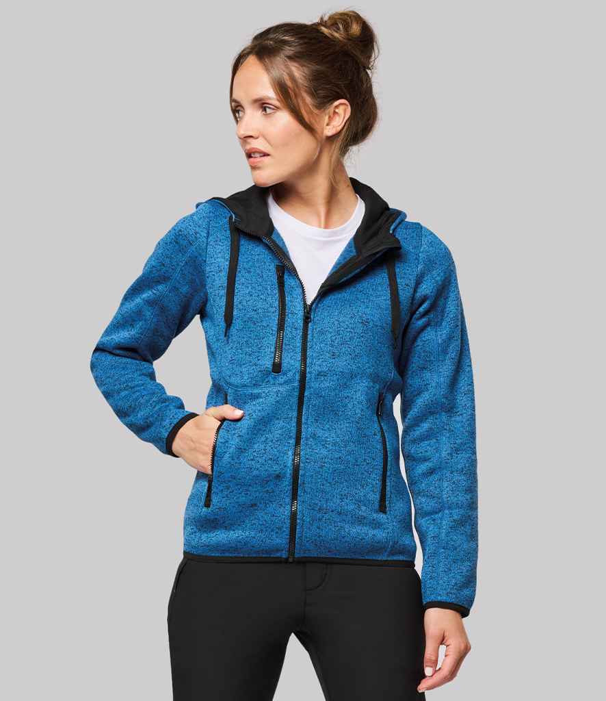 Proact Ladies Heather Hooded Jacket - Light Royal Blue Melange