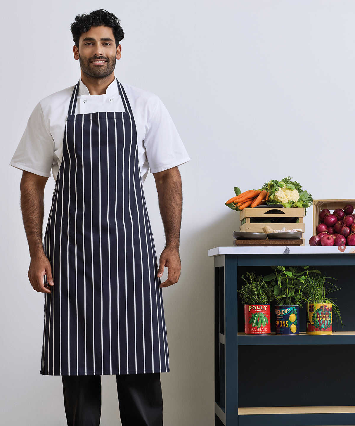 Striped bib apron