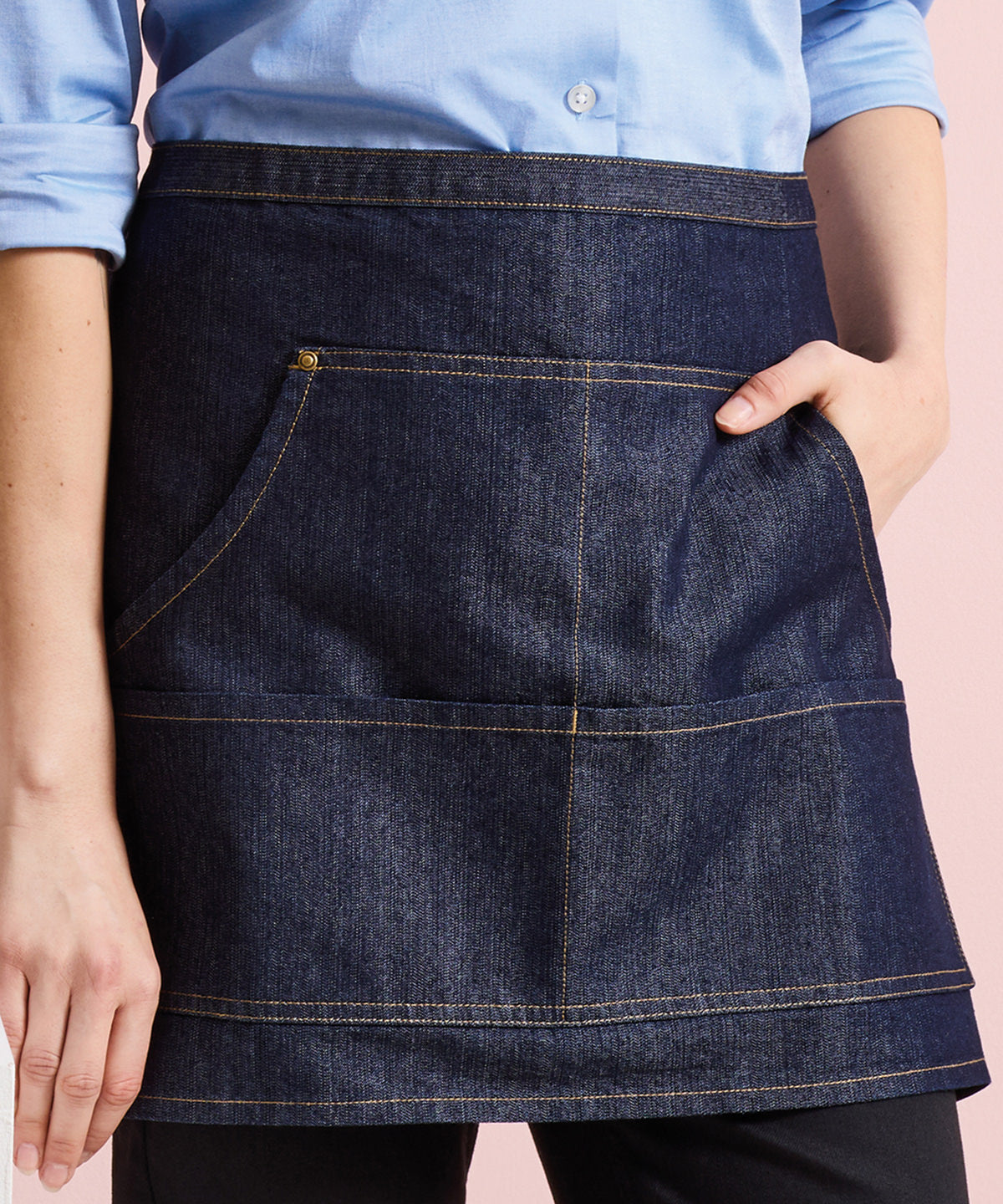Jeans stitch denim waist apron