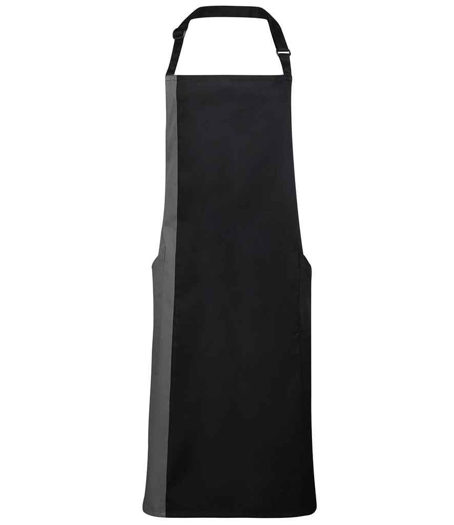 Premier Contrast Bib Apron - Black/Dark Grey
