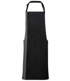 Premier Contrast Bib Apron - Black/Dark Grey
