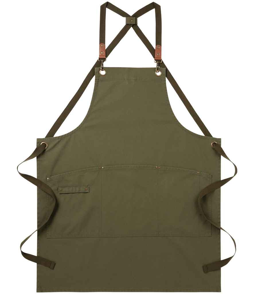 Premier Clip 'n' Clasp Cross Back Bib Apron - Olive Green