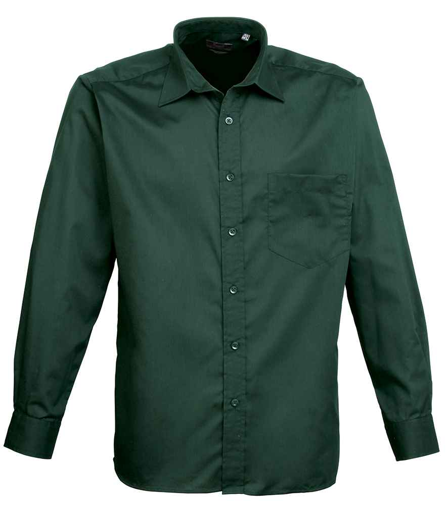 Premier Long Sleeve Poplin Shirt - Bottle Green