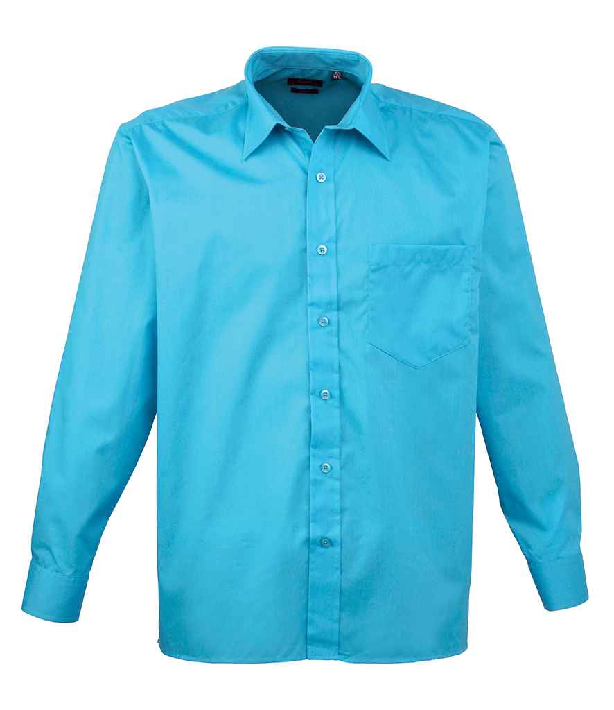 Premier Long Sleeve Poplin Shirt - Turquoise Blue