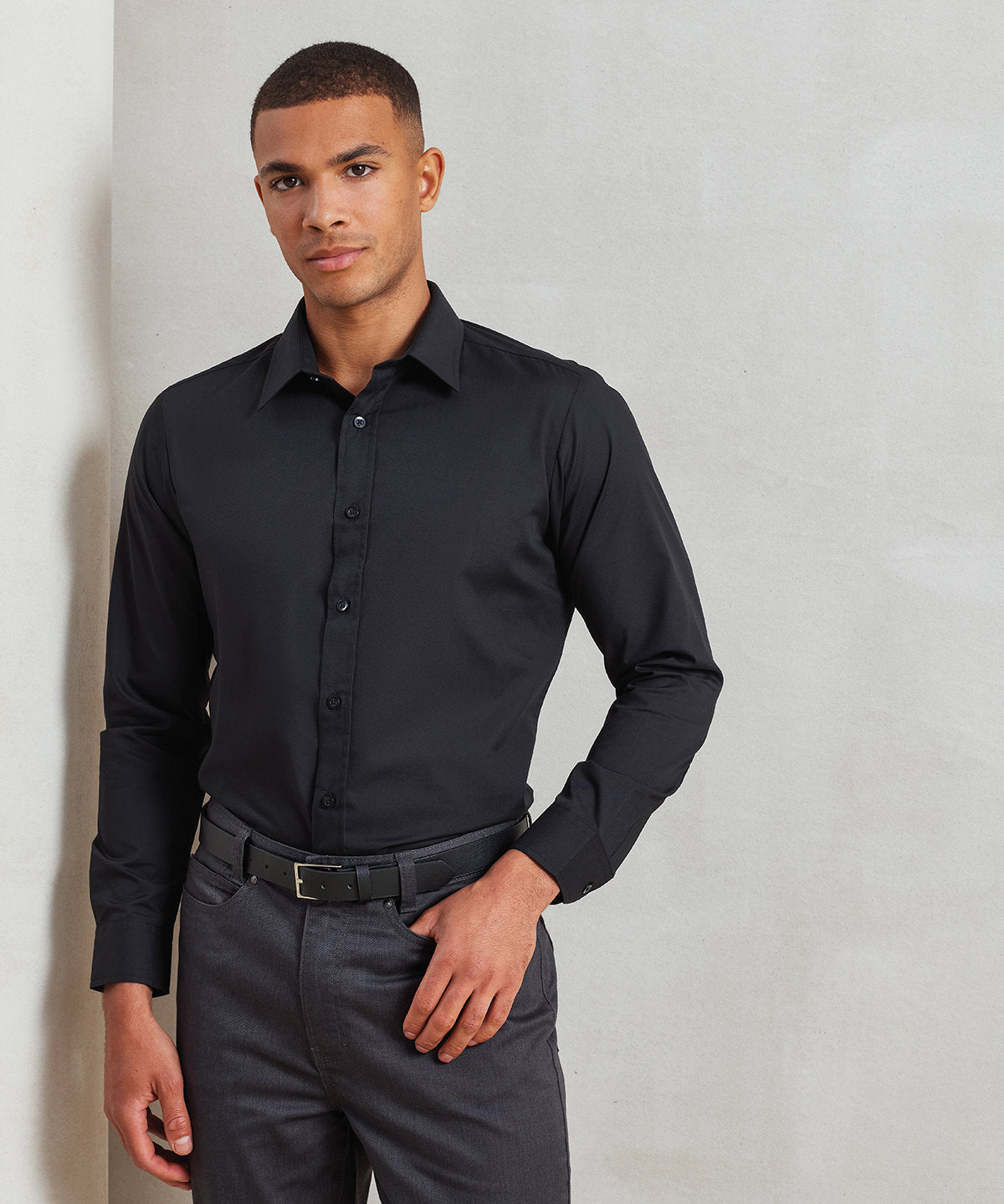 Poplin fitted long sleeve shirt