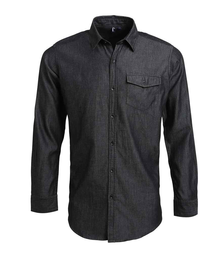 Premier Jeans Stitch Denim Shirt - Black Denim
